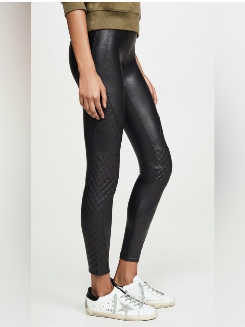 Spanx Faux Leather Quilted Moto Leggings